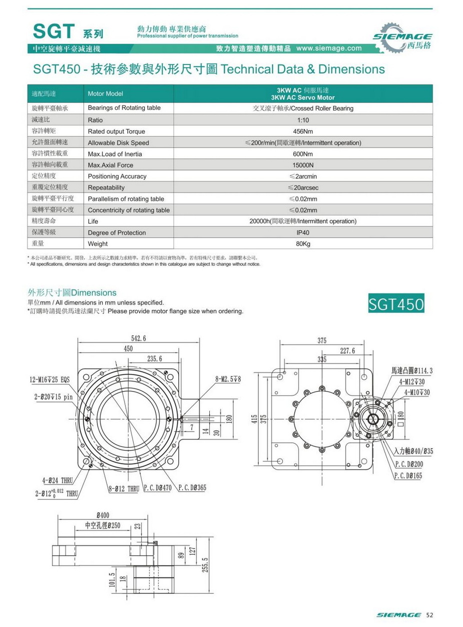 中空旋转平台SGT450 